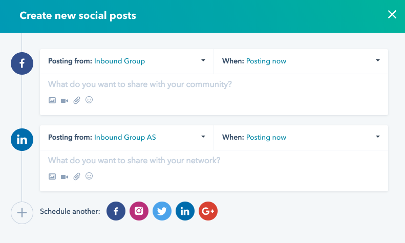 HubSpot: publisering sosiale medier